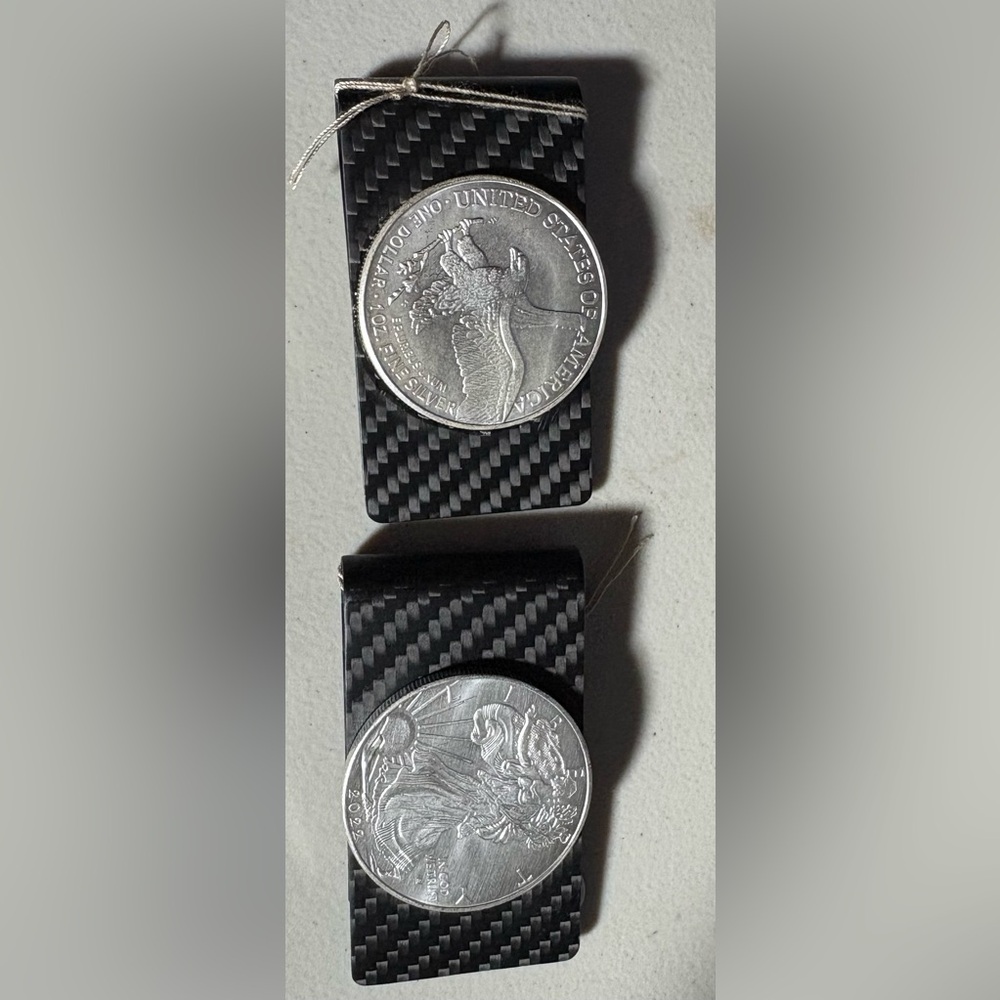 Carbon Fiber Money Clips with Silver Coin Accents